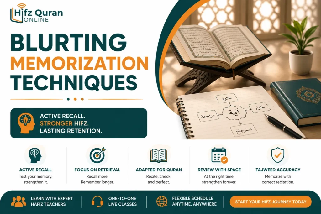 Blurting Memorization Techniques Applied to Quran Hifz
